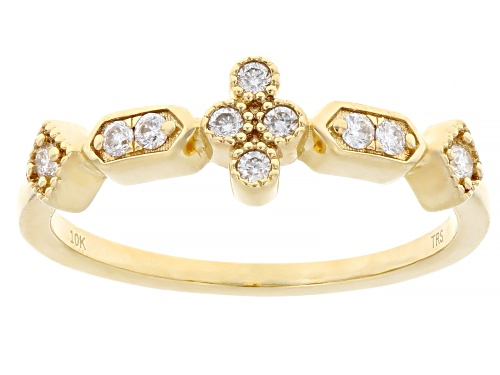 0.15ctw Round White Diamond 10k Yellow Gold Band Ring - Size 6
