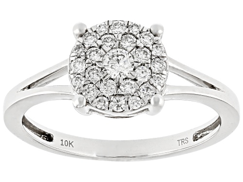 0.33ctw Round White Diamond 10k White Gold Cluster Ring - Size 8