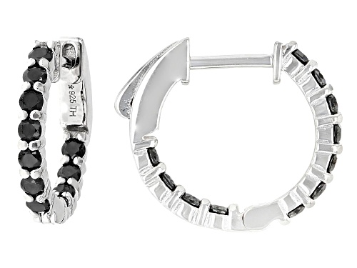 0.70ctw Black Diamond Rhodium Over Sterling Silver Huggie Earrings