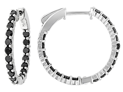 1.25ctw Black Diamond Rhodium Over Sterling Silver Hoop Earrings