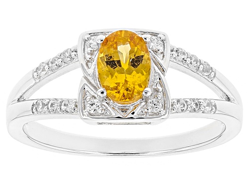 .50ct Oval Mandarin Garnet With .17ctw Round White Zircon Sterling Silver Ring - Size 8