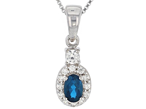 .39ct Oval Neon Apatite And .35ctw Round White Zircon Sterling Silver Pendant With Chain