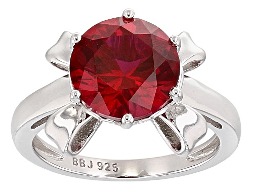 Photo of 3.60ct Round Lab Created Ruby Rhodium Over Sterling Silver Solitaire Ring - Size 9