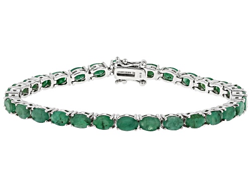 Photo of 7.00ctw Oval Emerald Rhodium Over Sterling Silver Tennis Bracelet - Size 8