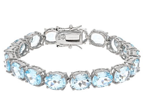 45.00ctw Glacier Topaz™ Rhodium Over Sterling Silver Bracelet - Size 7