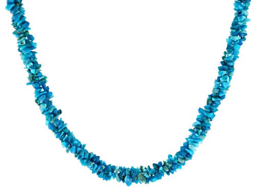 Photo of Medium Chip Paraiba Blue Color Opal Sterling Silver Multi-Row Necklace - Size 18