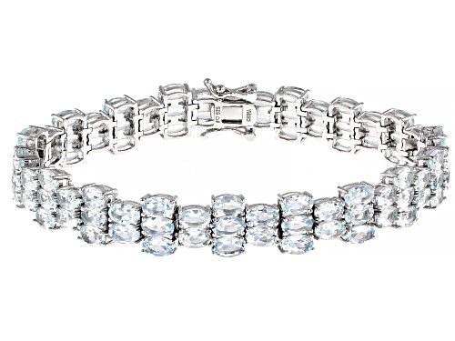Photo of 15.85ctw Oval Aquamarine Rhodium Over Sterling Silver Bracelet - Size 7.25