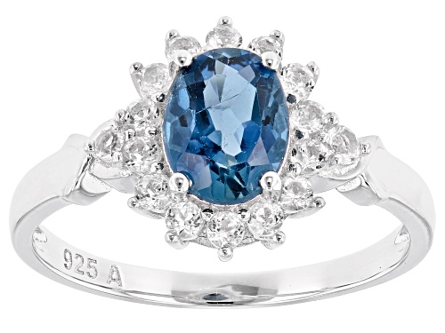 1.40ctw London Blue Topaz With 0.60ctw White Topaz Rhodium Over Sterling Silver Ring - Size 9