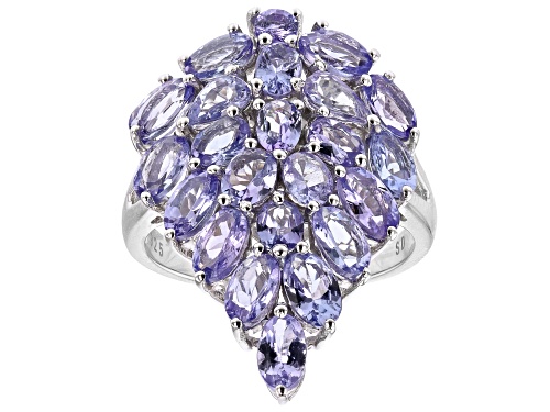 Photo of 4.64ctw Blue Tanzanite Rhodium Over Sterling Silver Cluster Ring - Size 7