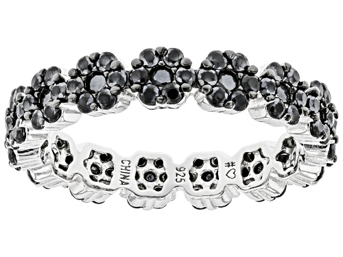 1.37ctw Black Spinel Rhodium Over Sterling Silver Band Ring - Size 6