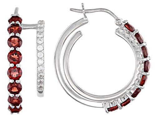Photo of 2.25ctw Garnet With .35ctw White Zircon Rhodium Over Sterling Silver Earring Set