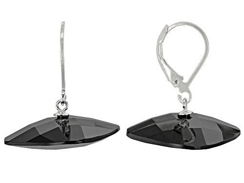 Photo of 37.00ctw Cushion Black Spinel Rhodium Over Sterling Silver Earrings