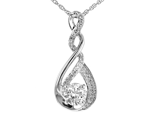 1.46ctw Lab Created White Sapphire Rhodium Over Sterling Silver Pendant With Chain