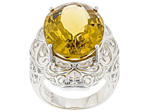 Photo of 15.00ct Oval Brazilian Citrine Rhodium Over Brass Ring - Size 8