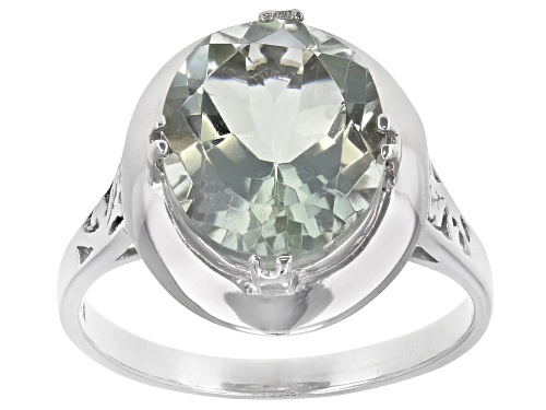 Photo of 3.70ct Oval Prasiolite Rhodium Over Sterling Silver Ring - Size 9