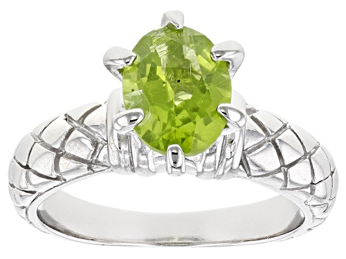 1.80ct  Peridot Rhodium Over Sterling Silver Solitaire Ring - Size 10