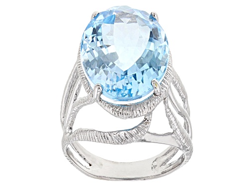 Photo of 15.00ct Sky Blue Topaz Rhodium Over Sterling Silver Solitaire Ring - Size 7
