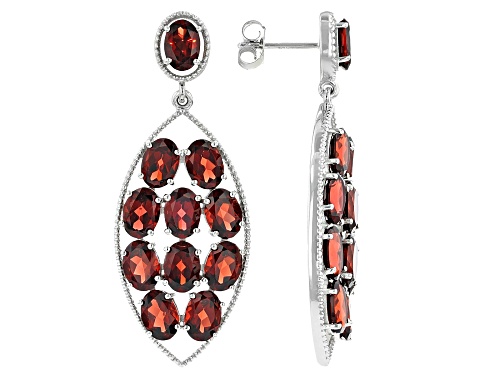 Photo of 20.49ctw Red Garnet Rhodium Over Sterling Silver Earrings