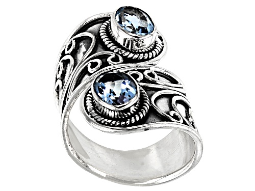 Photo of 2.15ctw Oval Glacier Topaz™ Rhodium Over Sterling Silver Bypass Ring - Size 7