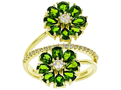 2.72ctw Chrome Diopside With 0.52ctw White Zircon 18k Yellow Gold Over Sterling Silver Ring - Size 9
