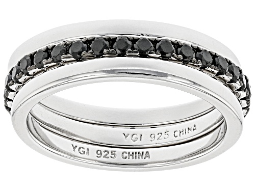 Photo of 0.88ctw Round Black Spinel Rhodium Over Sterling Silver Band Ring - Size 7