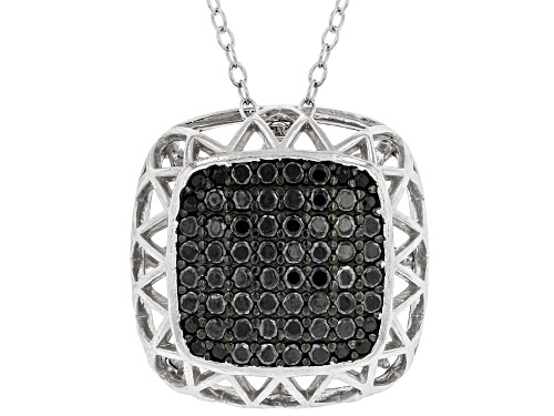 Photo of 0.65ctw Round Black Spinel Rhodium Over Sterling Silver Pendant With Chain