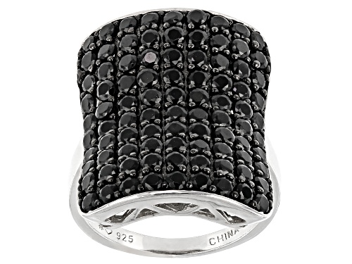 Photo of 3.40ctw Round Black Spinel Rhodium Over Sterling Silver Statement Ring - Size 7