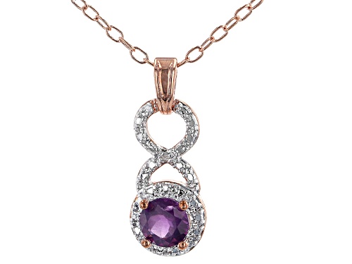 0.65ctw African Amethyst and Diamond Accent 18K Rose Gold Over Bronze Pendant with Chain