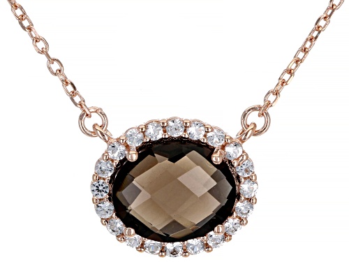 Photo of 1.80ctw Smoky Quartz & 0.70ctw Lab White Sapphire 18K Rose Gold Over Silver Necklace - Size 18