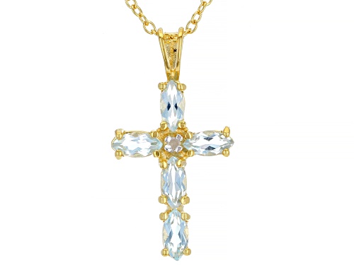 Photo of 0.62ctw Sky Blue Topaz with 0.01ctw Diamond Accent 18K Yellow Gold Over Silver Pendant with Chain