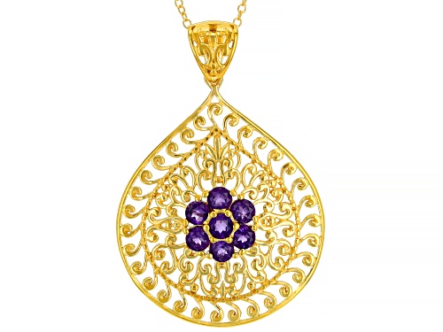 Photo of 0.85ctw African Amethyst 18K Yellow Gold Over Sterling Silver Pendant With Chain