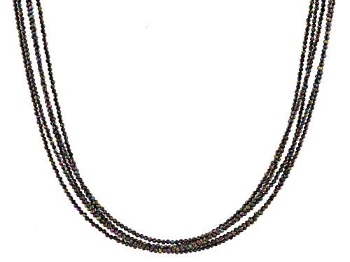 Photo of 2mm Round Rainbow Black Spinel Rhodium Over Sterling Silver Necklace - Size 36