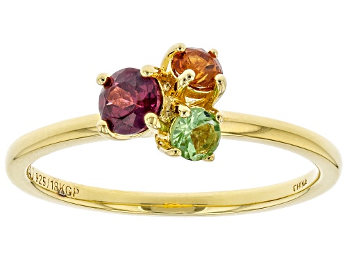 Photo of .33ct Rhodolite With .16ct Spessartite And .16ct Tsavorite 18k Yellow Gold Over Silver Ring - Size 7