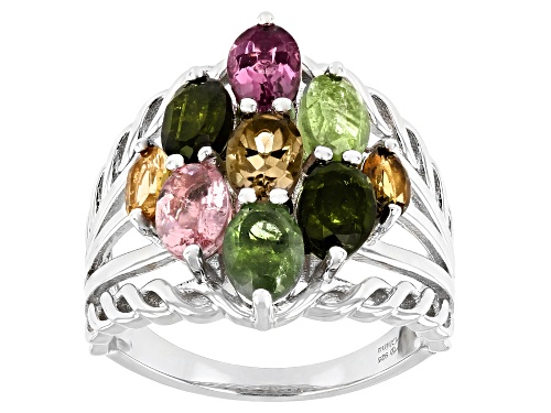 Photo of 2.75ctw Oval Multi-Tourmaline Rhodium Over Sterling Silver Ring - Size 8