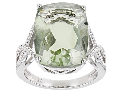 Photo of 8.00ct Green Prasiolite Rhodium Over Sterling Silver Ring - Size 7