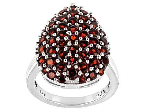 3.45ctw Round Garnet Rhodium Over Sterling Silver Cluster Ring - Size 8