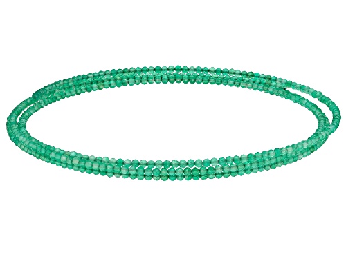 2x2mm Green Onyx Stainless Steel Beaded Wrap Choker Necklace - Size 38
