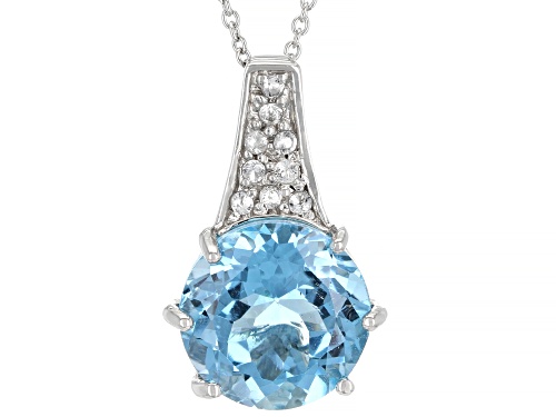 Photo of 6.25ct Glacier Topaz™ and 0.01ctw White Topaz Rhodium Over Sterling Silver Pendant with Chain.