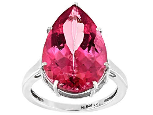 Photo of 14.98ct Pink Topaz Rhodium Over Sterling Silver Ring - Size 6