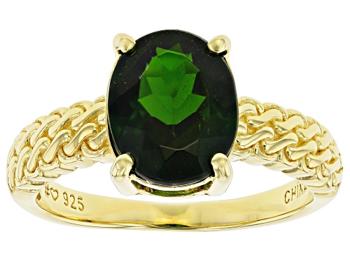 2.30ct Oval Chrome Diopside 18K Yellow Gold Over Sterling Silver Solitaire Ring - Size 9