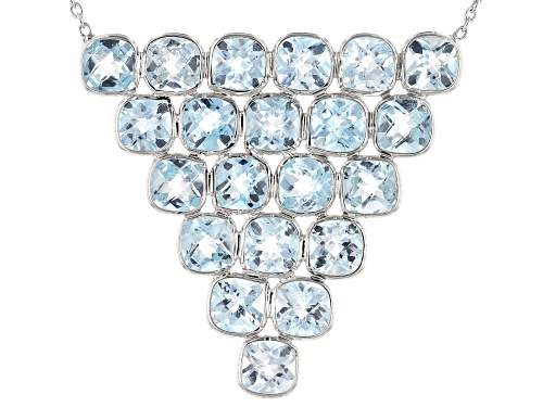 Photo of 22.00ctw Square Cushion Glacier Topaz™ Rhodium Over Sterling Silver Necklace - Size 18