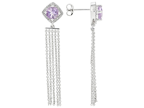 Photo of 1.45ctw Lavender Amethyst With 0.12ctw White Diamond Rhodium Over Sterling Silver Earrings