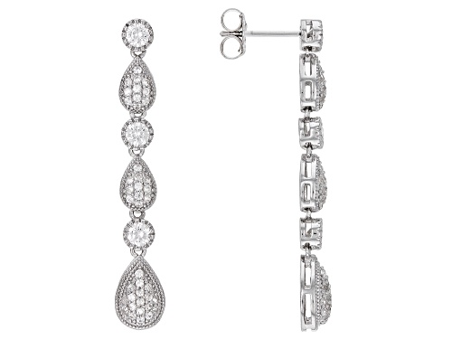 Photo of 2.28ctw Round White Zircon Rhodium Over Sterling Silver Dangle Earrings