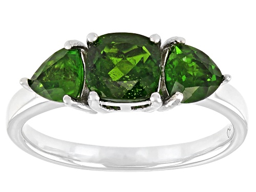 1.78ctw Chrome Diopside Rhodium Over Sterling Silver 3-Stone Ring - Size 7
