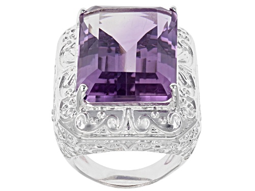 Photo of 18.00ct Rectangular Octagonal Lavender Amethyst Sterling Silver Over Brass Ring - Size 7