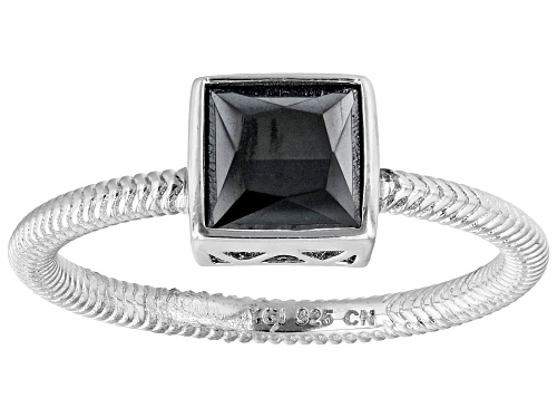 Photo of 1.02ct Square Black Spinel Rhodium Over Sterling Silver Solitaire Ring - Size 8