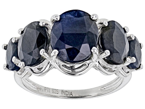 Photo of 5.50ctw Oval Blue Sapphire Sterling Silver Ring - Size 8
