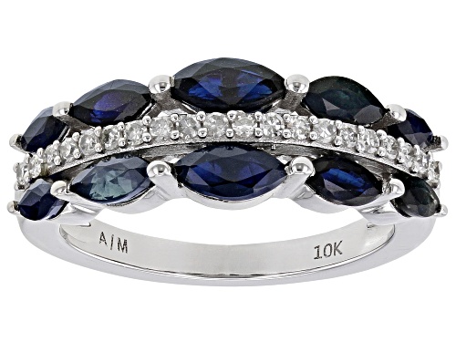 2.08ctw Blue Sapphire With 0.16ctw White Diamond Rhodium Over 10K White Gold Ring - Size 7