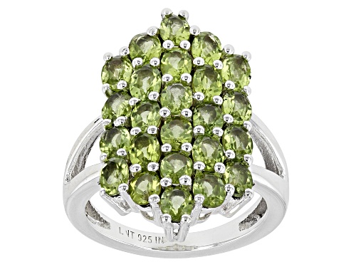 Photo of 3.56ctw Oval Peridot Rhodium Over Sterling Silver Ring - Size 7