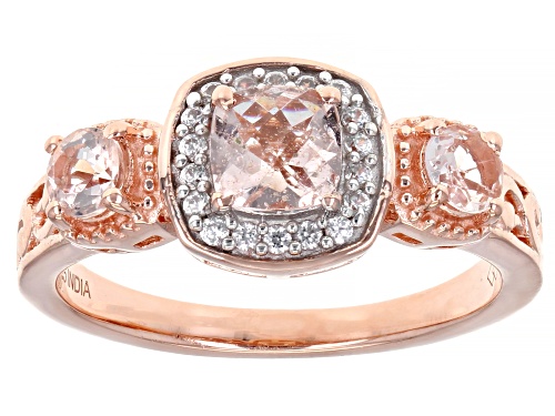 Photo of 0.81ctw Morganite With 0.18ctw White Zircon 14K Rose Gold Over Sterling Silver Ring - Size 5